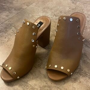 DKNY Studded mules/sandals, open toe, New with tags!!  Beautiful cognac color